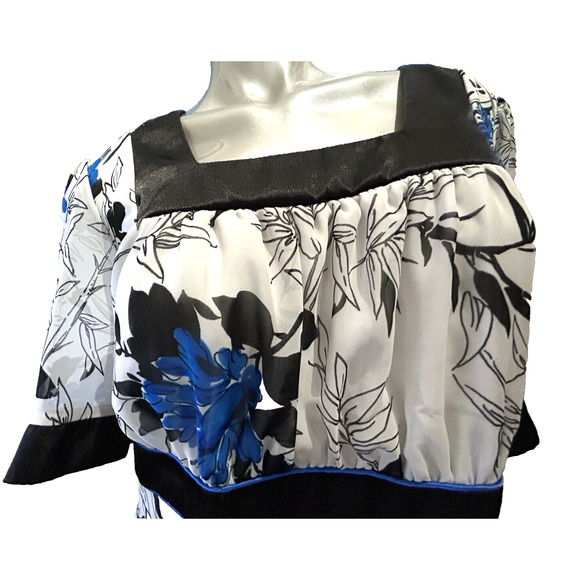 Women’s Studio 1940 White And Cobalt Blue Floral Lined Top in Size Large 12 14 - Picture 3 of 12